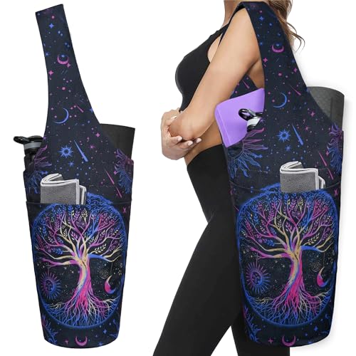 Yogamatten-Tasche – lange Tragetasche mit Taschen – für mehr Yoga-Zubehör – Yoga-Tasche passend für die meisten Matten – Baum des Lebens Yogamatten-Tragetasche von BagYG