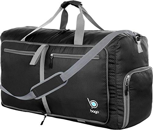 Reisetasche mit Rädern, 100 l, groß, 76,2 cm, faltbare Reisetasche für Reisen – verstaubare Reisetasche mit Rollen, schwarz (Schwarz) - Wheel-100LDuffel-Black von Bago