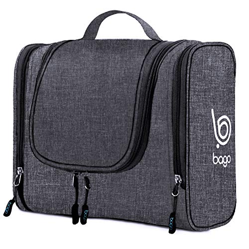 bago Reise-Kulturbeutel, wasserdicht, zum Aufhängen, groß, Kulturbeutel für Badezimmer und Reisetasche für Toilettenartikel-Organizer, Schneeschwarz, Large, Duschtasche, schneeschwarz von Bago