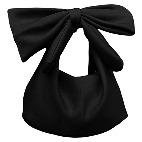 Damen-Handtaschen mit Schleife, Clutches Bag für Damen, Party-Clutches, Umhängetasche, Schwarz, Schwarz , 33*19*30cm von BAIGOO