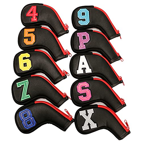 Bakemoro 1 x 10 Golfschlägerabdeckungen, Farbnummernklausel, Standard-Golfabdeckung mit Zahlenmarkierungen (4–9 PASX) von Bakemoro