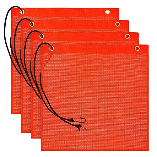 Bakemoro 4 Stück 45,7 x 45,7 cm Netz-Sicherheitsflaggen, Orange, Warnflagge, Bungee, gute Sichtbarkeit, wetterfest, mit Ösen von Bakemoro