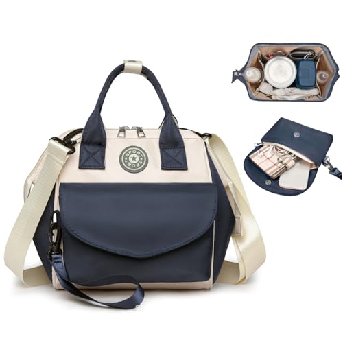 Balakaka Baby Wickelrucksack, Windeltasche für Unterwegs mit Handgriff und Reißverschluss, Wasserdicht wickel Tragbarkeit Umhängetasche 22×14×23cm Dunkelblau von Balakaka