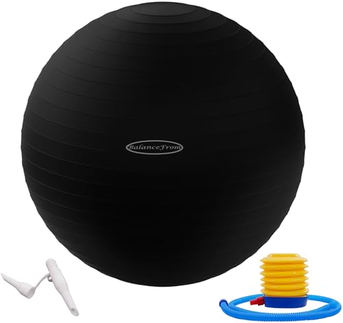 Signature Fitness Gymnastikball, Yoga-Ball, Fitnessball, Geburtsball mit Schnellpumpe, 0,9 kg Kapazität, Schwarz, 55,9 cm, M von Signature Fitness