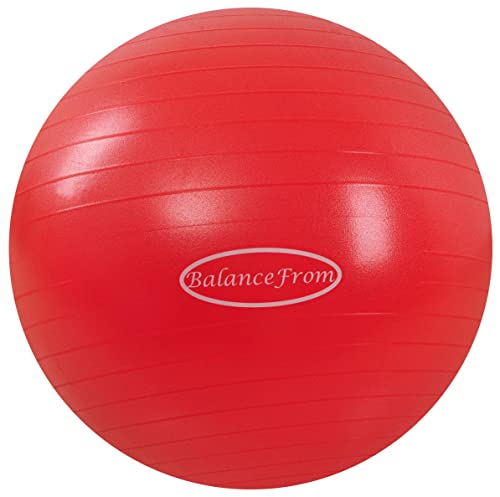 BalanceFrom Anti-Platz- und Rutschfester Gymnastikball Yoga-Ball Fitnessball Geburtsball mit Schnellpumpe, 0,9 kg Kapazität (38-45 cm, S, Rot) von Signature Fitness