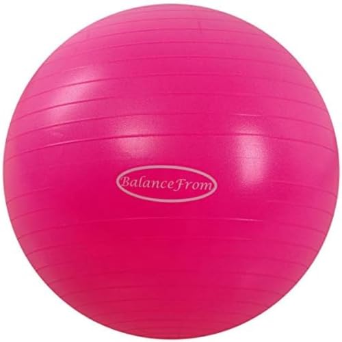 BalanceFrom Anti-Platz- und Rutschfester Gymnastikball Yoga-Ball Fitnessball Geburtsball mit Schnellpumpe, 0,9 kg Kapazität (68-75 cm, XL, Rosa) von Signature Fitness