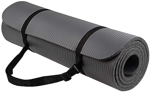 BalanceFrom BFGY-AP6GY Go Yoga Allzweck-Yogamatte mit Tragegurt, Grau, Einheitsgröße von Signature Fitness