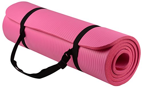Signature Fitness Allzweck-Yogamatte mit Tragegurt, extra dick, hohe Dichte, reißfest, 1,27 cm, Rosa von Signature Fitness