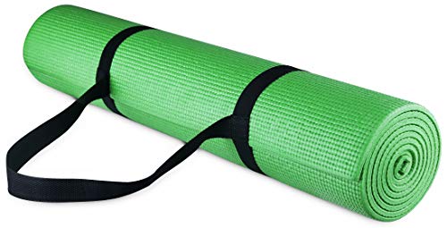 BalanceFrom GoYoga All Purpose High Density Non-Slip Exercise Yoga Mat with Carrying Strap, 1/4", Green von Signature Fitness