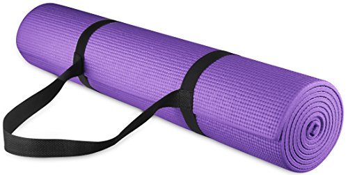 BalanceFrom GoYoga All Purpose High Density Non-Slip Exercise Yoga Mat with Carrying Strap, 1/4", Purple von Signature Fitness