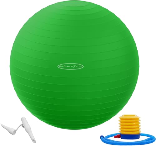 BalanceFrom Anti-Platz- und Rutschfester Gymnastikball Yoga-Ball Fitnessball Geburtsball mit Schnellpumpe, 0,9 kg Kapazität (68-75 cm, XL, grün) von Signature Fitness