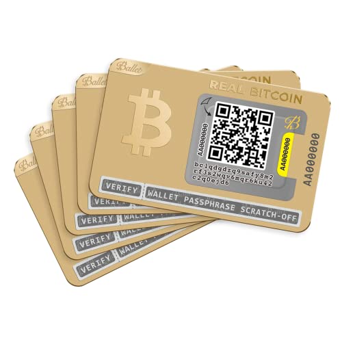 Ballet REAL Bitcoin, 24K Vergoldet - Cryptocurrency Physisches Wallet, für Bitcoin und andere Krypto-Währungen (5-Pack) Alte Verpackung von Ballet