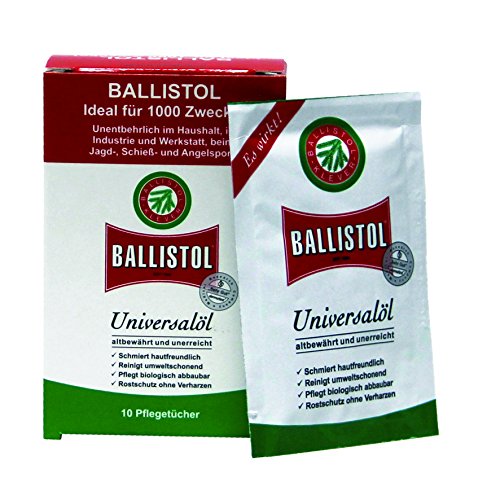 BALLISTOL 21950 Universalöl - Rostschutz, Schmieröl, Pflegemittel und Reinigungsmittel - Tücher-Box mit 10 Tüchern von BALLISTOL