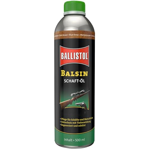 Ballistol Unisex – Erwachsene Waffenpflege BALSIN Schaftöl Dunkelbraun, 500 ml Dose, one Size von BALLISTOL