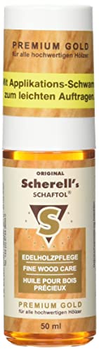 BALLISTOL 23818 - Scherell's SCHAFTOL Premium Gold - Edelholzpflege für alle Hölzer - 50 ml mit Applikationsschwamm von Ballistol