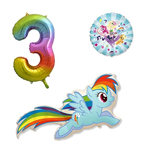 3er Set Rainbow Dash my little Pony Folienballons - Zahlenballon regenbogen - Happy Birthday Luftballons - Helium Luftgeeignet von Ballonim