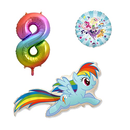 3er Set Rainbow Dash my little Pony Folienballons - Zahlenballon regenbogen - Happy Birthday Luftballons - Helium Luftgeeignet von Ballonim