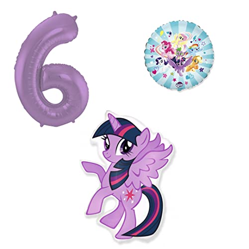 3er Set Twilight Sparkel my little Pony Folienballons - Zahlenballon Lila - Happy Birthday Luftballons - Helium Luftgeeignet von Ballonim
