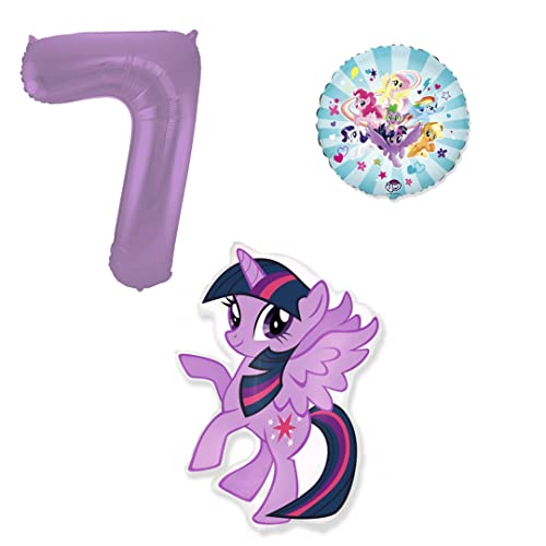 3er Set Twilight Sparkel my little Pony Folienballons - Zahlenballon Lila - Happy Birthday Luftballons - Helium Luftgeeignet von Ballonim