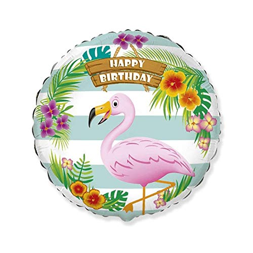 Ballonim® Happy Birthday Flamingo Rund Luftballons 45 cm Folienballon Geburtstag xxl Ballon von Ballonim