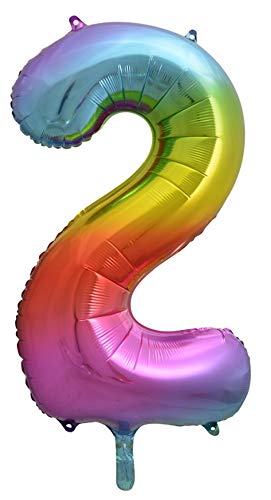 Ballonim Ballon Zahl in bunt- XXL Riesenzahl 86cm - Regenbogen Luftballons Folienballon Geburtstag zum 18. Geburtstag Happy Birthday (2) von Ballonim