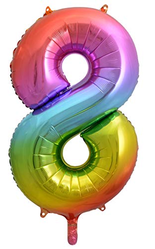Ballonim Ballon Zahl in bunt- XXL Riesenzahl 86cm - Regenbogen Luftballons Folienballon Geburtstag zum 18. Geburtstag Happy Birthday (8) von Ballonim