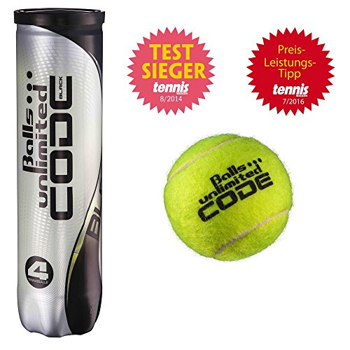 Balls ... unlimited Code Black Tennisbälle - 3 x 4er Dose (12 Tennisbälle) - ITF Approved von Balls ... unlimited