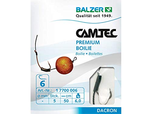 Camtec® Premium Haken - Boilie, schwarz geflochten, 50 cm, Gr. 1 von Balzer