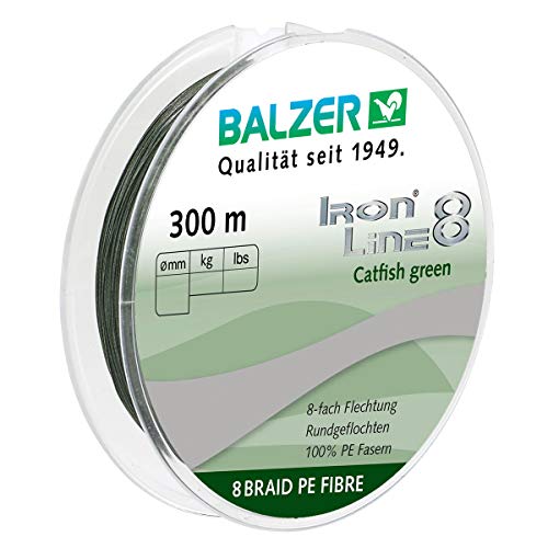 Balzer Iron Line 8 Catfish - 300m geflochtene Angelschnur, Farbe:Grün, Durchmesser/Tragkraft:0.60mm / 75.5kg von Balzer