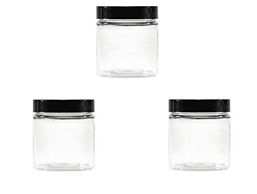 3 Stück 250 ml transparente Kunststoff-Kosmetikbehälter mit schwarzem Deckel, nachfüllbar, leere Creme-Flasche, Probentöpfe, Lotion-Aufbewahrungsbehälter für Weichmacher Salbe von Bamboopack