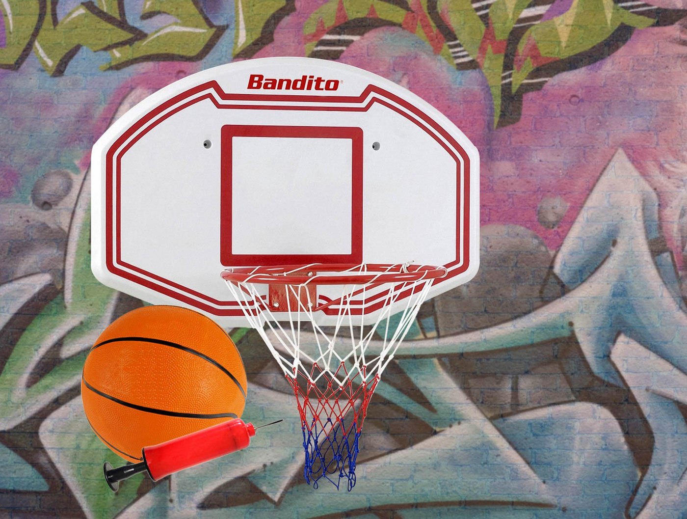 Bandito Basketballkorb Basketball-Backboard Winner, Set inkl. B-Ball und Ballpumpe von Bandito