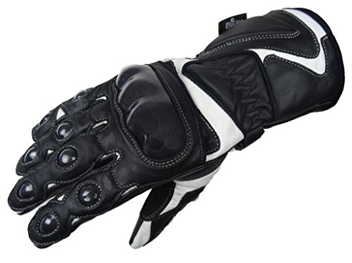 Bangla 5011 Motorrad Handschuhe Motorradhandschuh Leder Carbon-Kevlar schwarz Weiss S von Bangla