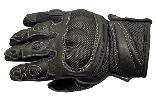 Bangla Motorradhandschuh Motorrad Handschuh kurz Textil Leder Touchscreen schwarz S-XXL (XL) von Bangla
