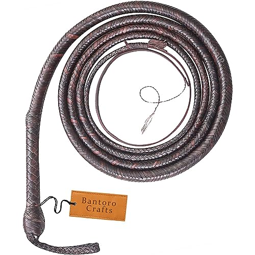 Bullwhip aus Leder, 1,2 bis 7,3 m, 16 Zöpfe aus Känguru-Leder, professionelle Peitsche, Bauch- und Leder-Nackenrolle innen (1,21 m)) von Bantoro Crafts