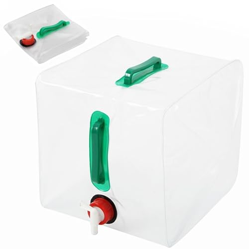 Banziaju Zusammenklappbarer Wasser -Kabolenstall -Wasserbehälter mit Zapfen, 20 l/5.3Gallon Clear Camping Wasserkrug, tragbare Wasserspeicherbehälter für Outdoors Wanderemergency von Banziaju