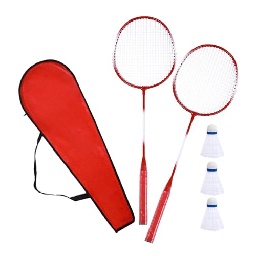 Baoblaze Badmintonschläger, Badmintonausrüstung mit Federbällen, Badmintonschläger für Übungstraining, Strand, drinnen und draußen, Paare, Rot von Baoblaze