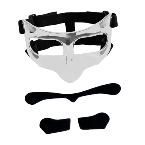 Baoblaze Basketball-Maske, Gesichtsmaske Sport mit Polsterung Gesichtsmaske Nasenschutz Gesichtsschutz für gebrochene Nase für Boxen, Training, Übung, Klarer schwarzer Aufkleber von Baoblaze