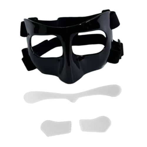 Baoblaze Basketball-Maske, Gesichtsmaske Sport mit Polsterung Gesichtsmaske Nasenschutz Gesichtsschutz für gebrochene Nase für Boxen, Training, Übung, Schwarzer transparenter Aufkleber von Baoblaze