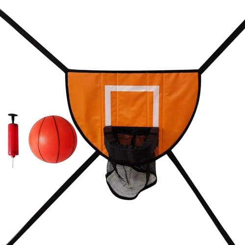 Baoblaze Basketballkorb für Trampolin, leichtes Backboard mit Verbindungsseilen, universelles Trampolinzubehör für alle Altersgruppen, Orange, mit einem Ball von Baoblaze