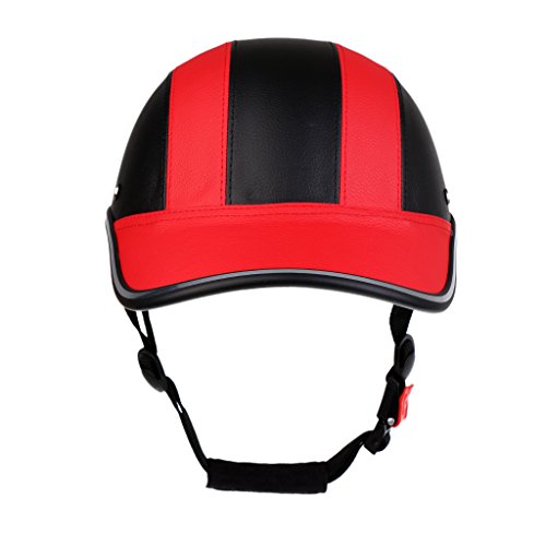 Baoblaze Frauen Helm PU Fahrradhelm Schutzhelme Baseball Helm, Schwarz Rot von Baoblaze