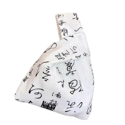 Baoblaze Knotentasche mit chinesischem Kalligraphie-Muster, stilvolle tragbare Geldbörse als Geschenk zum Jahrestag, cremefarben von Baoblaze