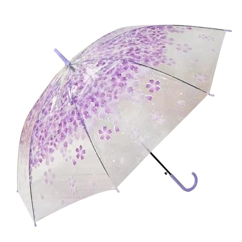 Baoblaze Regenschirm, transparenter Regenschirm, Langer Griff, Kirschblüten-Regenschirm, transparenter Regenschirm für Mädchen und Erwachsene von Baoblaze