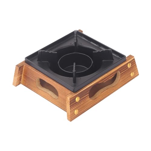 Baoblaze Spirituskocher Brenner Eintopf Hot Pot mit Holzsockel Spiritusbrenner für Camping BBQ, 14x17cm von Baoblaze