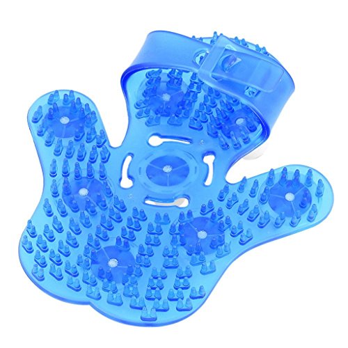 Massagehandschuh mit 9 rotierende aus aus Kugeln für ganz Körpermassage Bade Dusche Massage Handschuh, Blau von Baoblaze