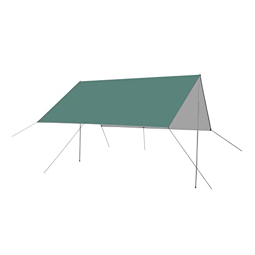 Baogu 3x3m Zeltdach Zeltplane Camping Tarp mit Stützstange, Erdnägeln und Nylonschnur (Dunkel Grün) von Baogu