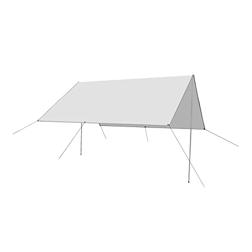 Baogu 3x3m Zeltdach Zeltplane Camping Tarp mit Stützstange, Erdnägeln und Nylonschnur (Silber Weiß) von Baogu