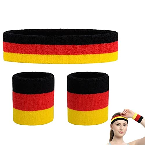 Deutschland Sportstirnband Armband Set Fitness Running Cycling Sweatband Sweat Stirnband Unisex Elastic Atmable Yoga Haarband von Baokuan