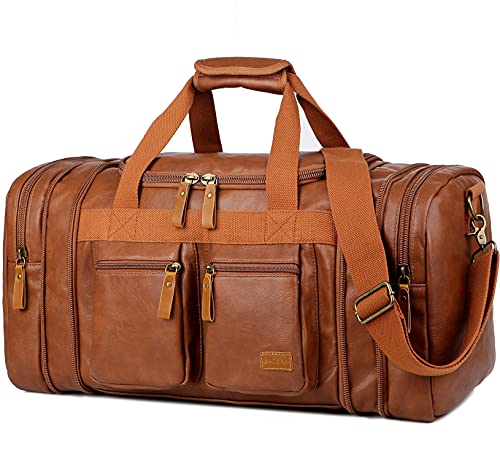 Reisetasche aus Leder, Wochenendtasche, Handgepäcktasche, Übernachtungstasche, Sporttasche für Damen und Herren HB-21, braun von Baosha