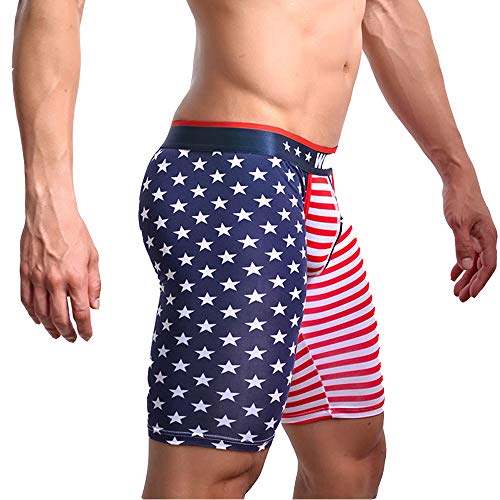 BaronHong Herren American Flag Kompressionsshorts Running Workout Gym Sommer Enge Shorts (Streifen-Stern, XL) von BaronHong