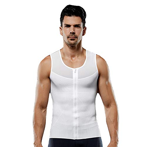 BaronHong Men´s Chest Compression Shirt zu verstecken Gynäkomastie Moobs Unterhemd Shapewear Tank Top (weiß, L) von BaronHong